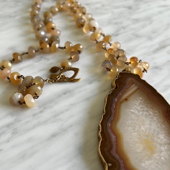 HEATHER BENJAMIN brown agate and amber stone - Picture 6 of 6